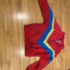 Pink and Blue Graphic windbreaker half zip